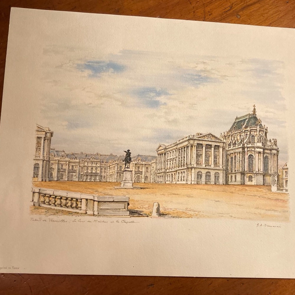 Antique color print on paper Palais de Versailles French architectural landmark - Picture 6 of 12